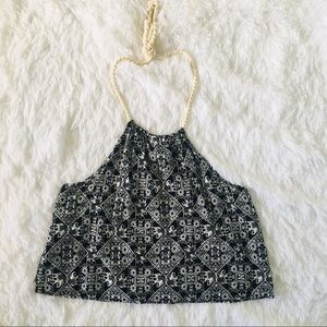 3/$20 Forever 21 Black and White Halter Crop Top